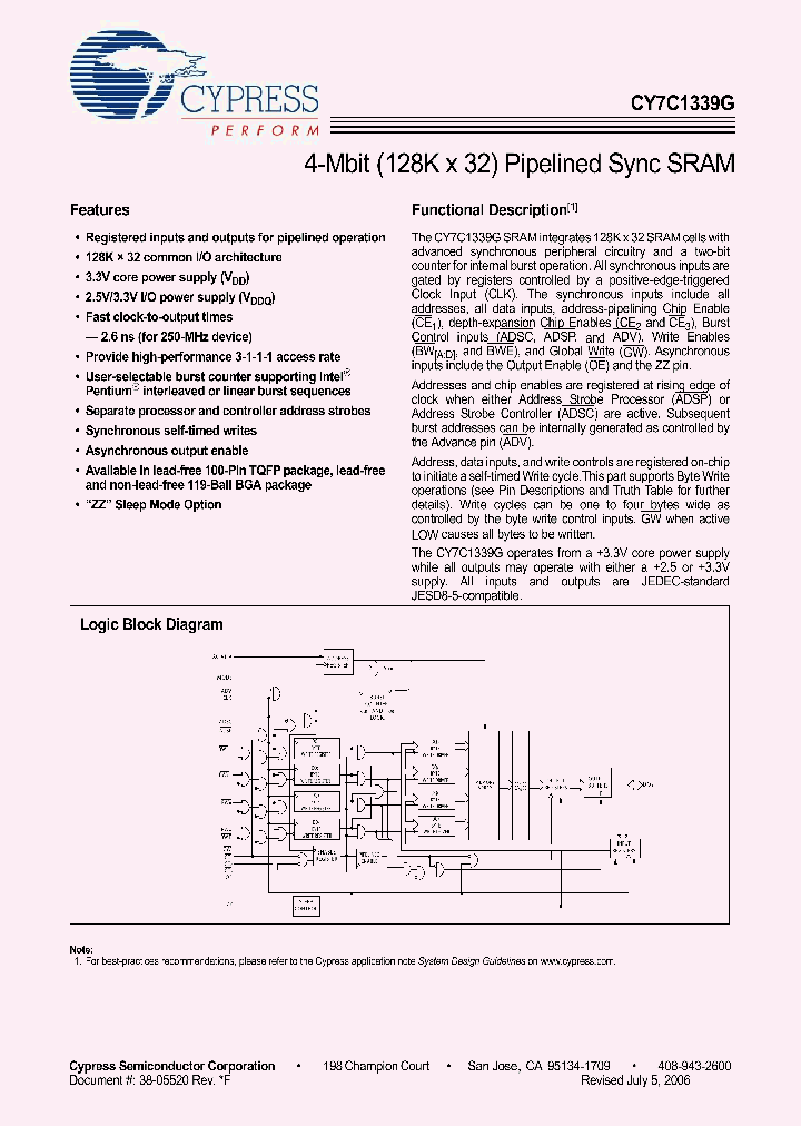CY7C1339G-166BGC_4400185.PDF Datasheet