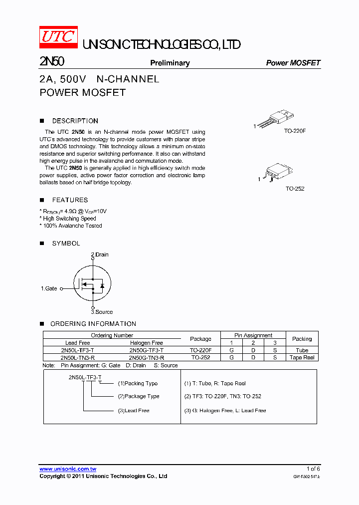 2N50G-TN3-R_4399949.PDF Datasheet