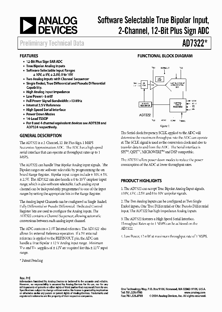 AD7322BRU_4413669.PDF Datasheet Download