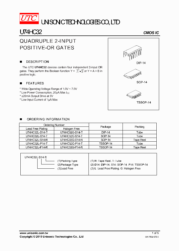 U74HC32L-S14-T_4470721.PDF Datasheet