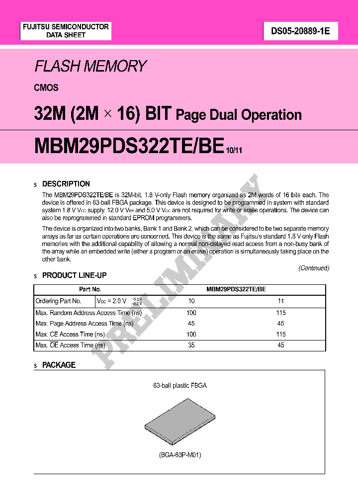 MBM29PDS322BE10PBT_4500187.PDF Datasheet