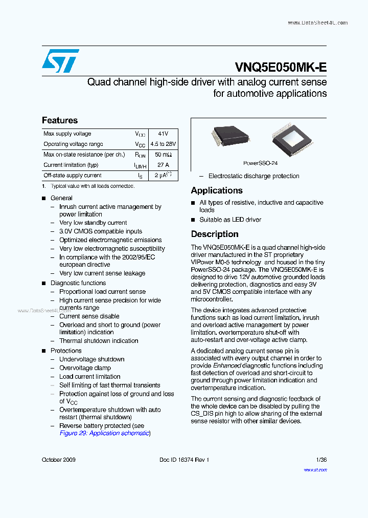 VNQ5E050MK-E_4505150.PDF Datasheet Download --- IC-ON-LINE