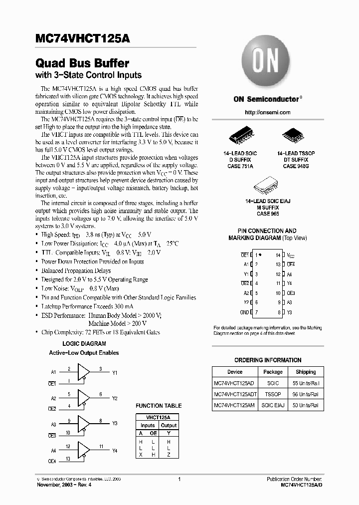 MC74VHCT125ADTR2_4514191.PDF Datasheet Download --- IC-ON-LINE
