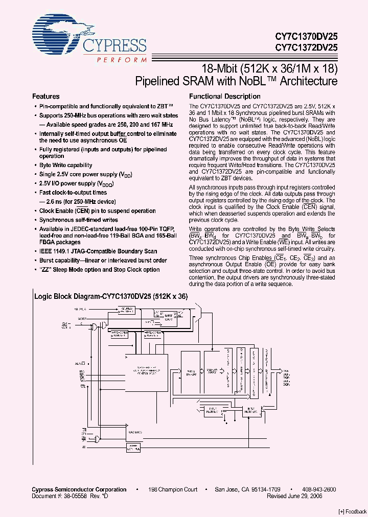 CY7C1372DV25-250BGC_4520813.PDF Datasheet