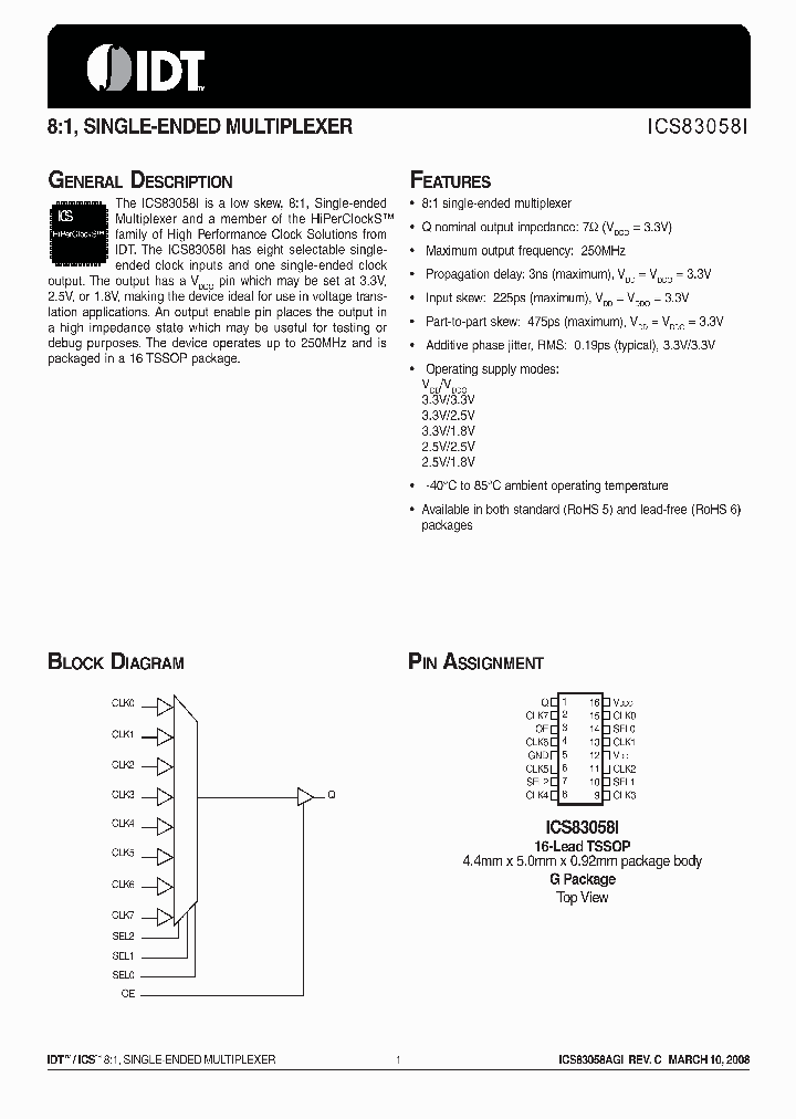 ICS83058AGILF_4522302.PDF Datasheet