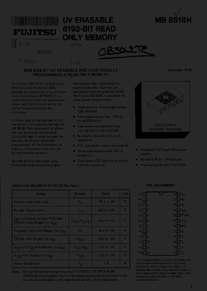MB8518H 4535189 PDF Datasheet Download IC ON LINE