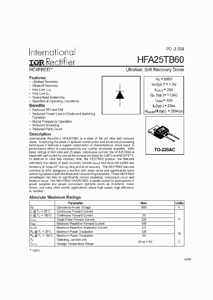 HFA25TB60_4553206.PDF Datasheet