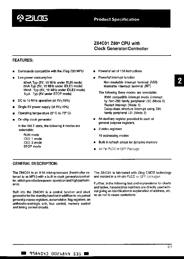 Z84C011_4553303.PDF Datasheet