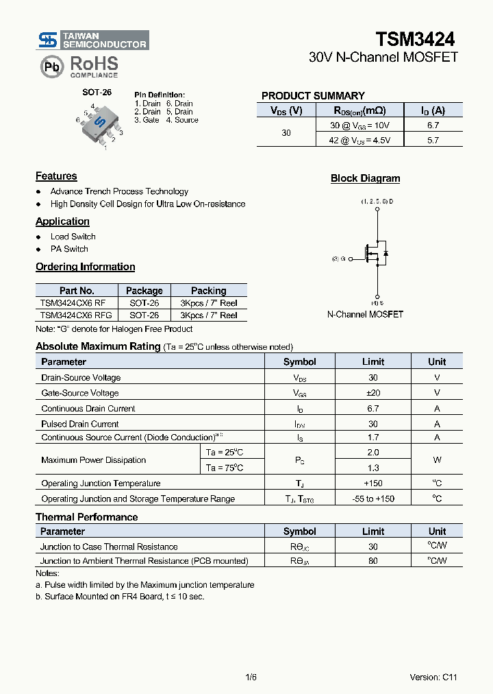 TSM3424CX6RFG_4572926.PDF Datasheet