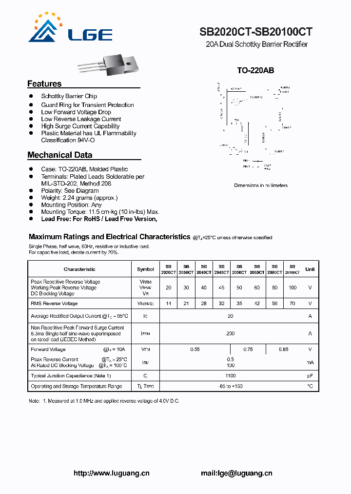 SB2045CT_4584639.PDF Datasheet Download --- IC-ON-LINE