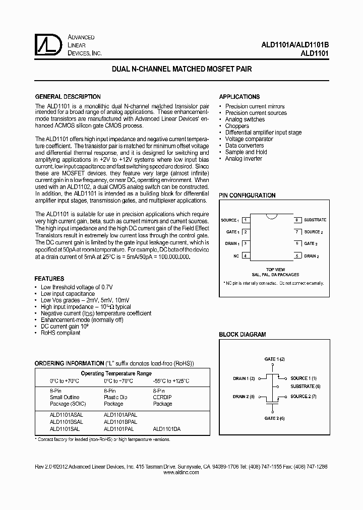 ALD1101ASAL_4589041.PDF Datasheet