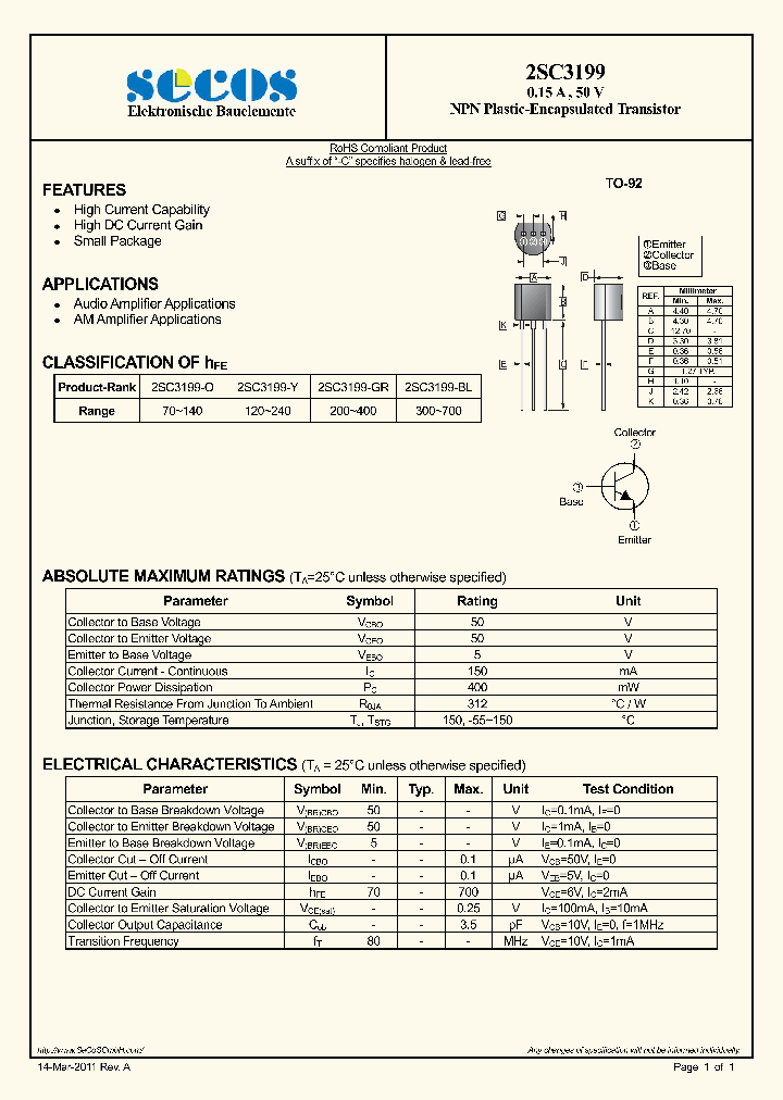 2SC3199_4595552.PDF Datasheet Download --- IC-ON-LINE