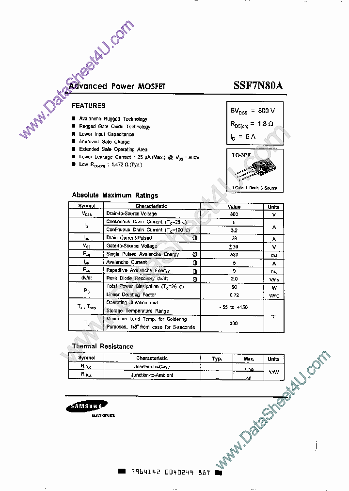 SSF7N80A_4603610.PDF Datasheet