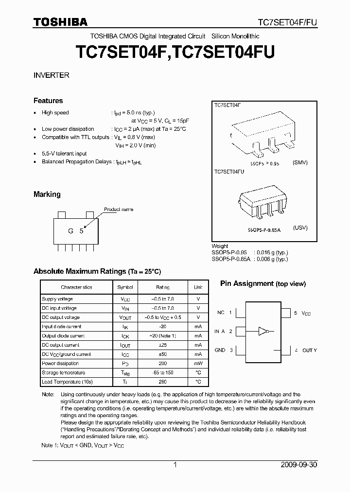 TC7SET04FU09_4605467.PDF Datasheet