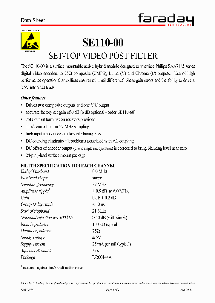 SE110-00_4611404.PDF Datasheet Download --- IC-ON-LINE