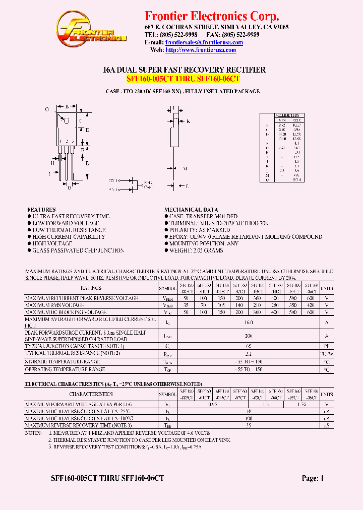 SFF160-005CT_4621959.PDF Datasheet