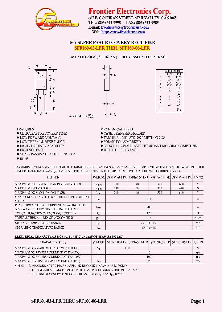 SFF160-03-LFR_4621973.PDF Datasheet