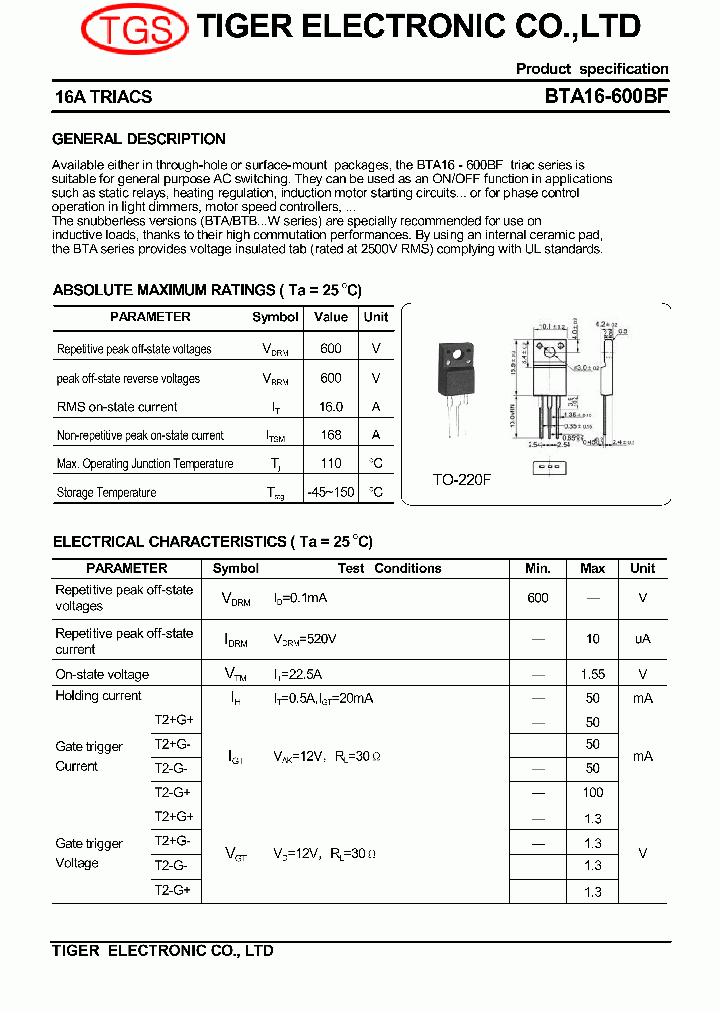 BTA16-600BF_4622424.PDF Datasheet Download --- IC-ON-LINE