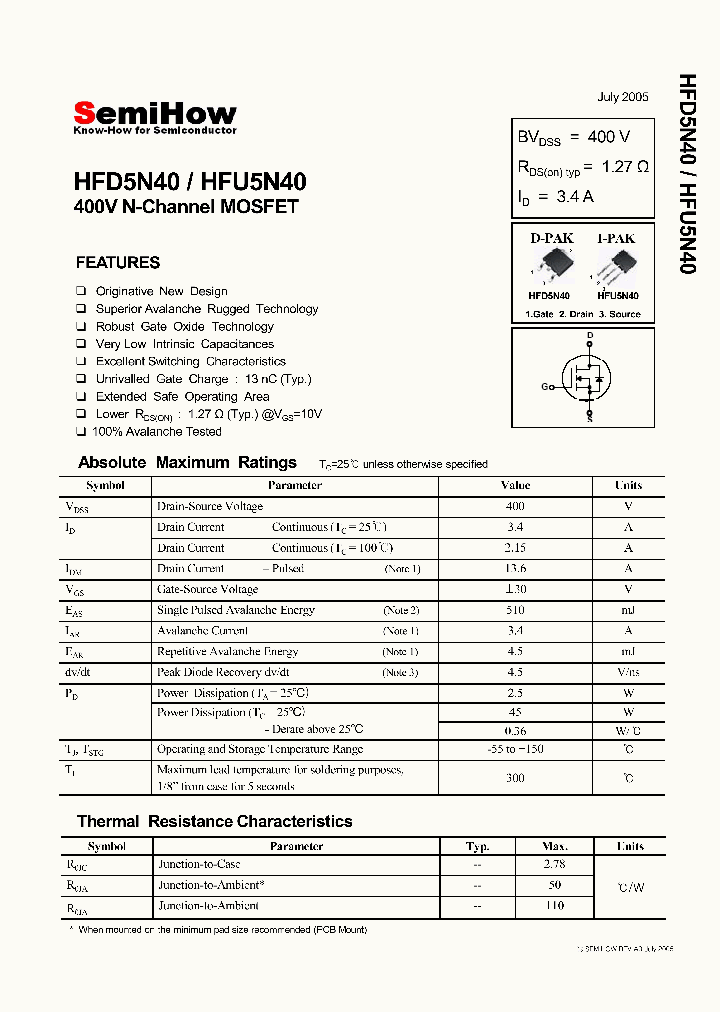 HFD5N40_4637295.PDF Datasheet