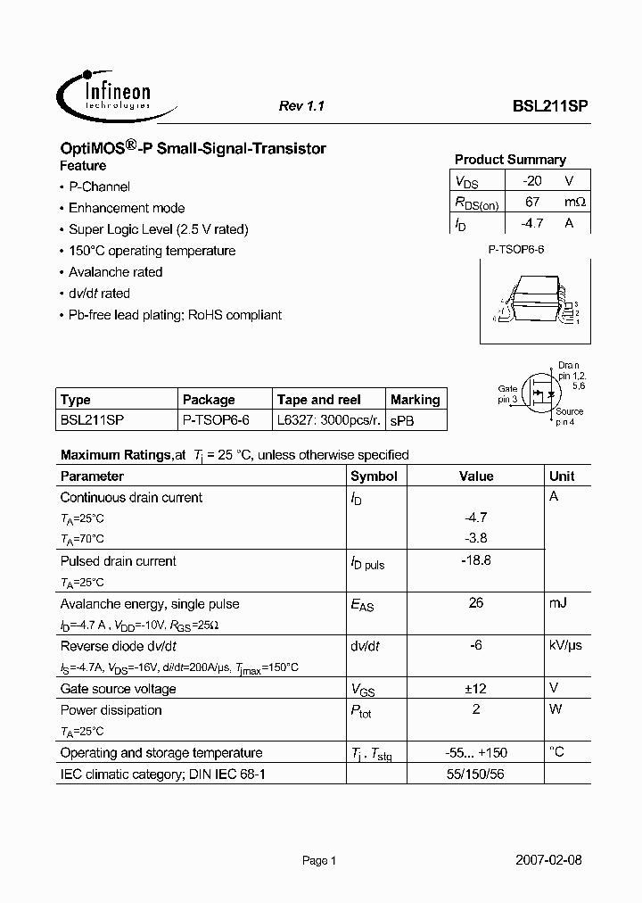 BSL211SP_4669710.PDF Datasheet