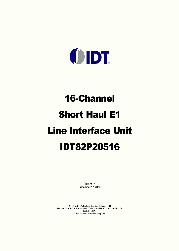IDT82P20516_4672486.PDF Datasheet