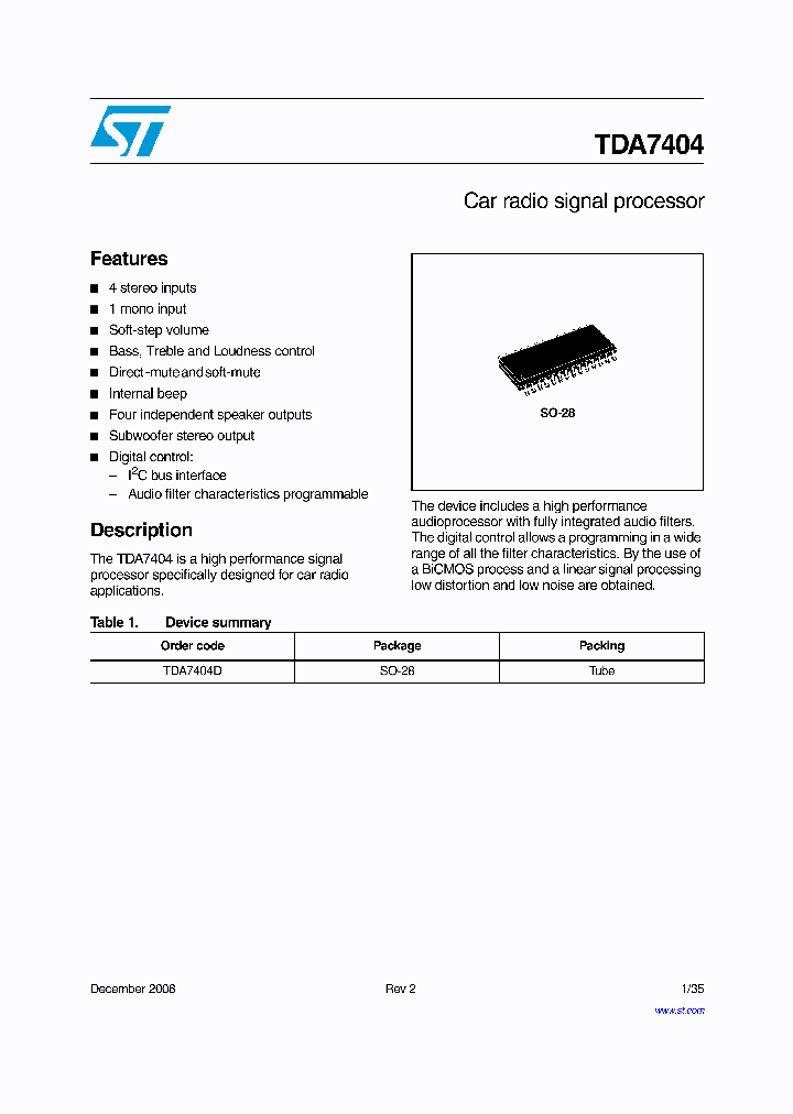 TDA740408_4689162.PDF Datasheet Download --- IC-ON-LINE