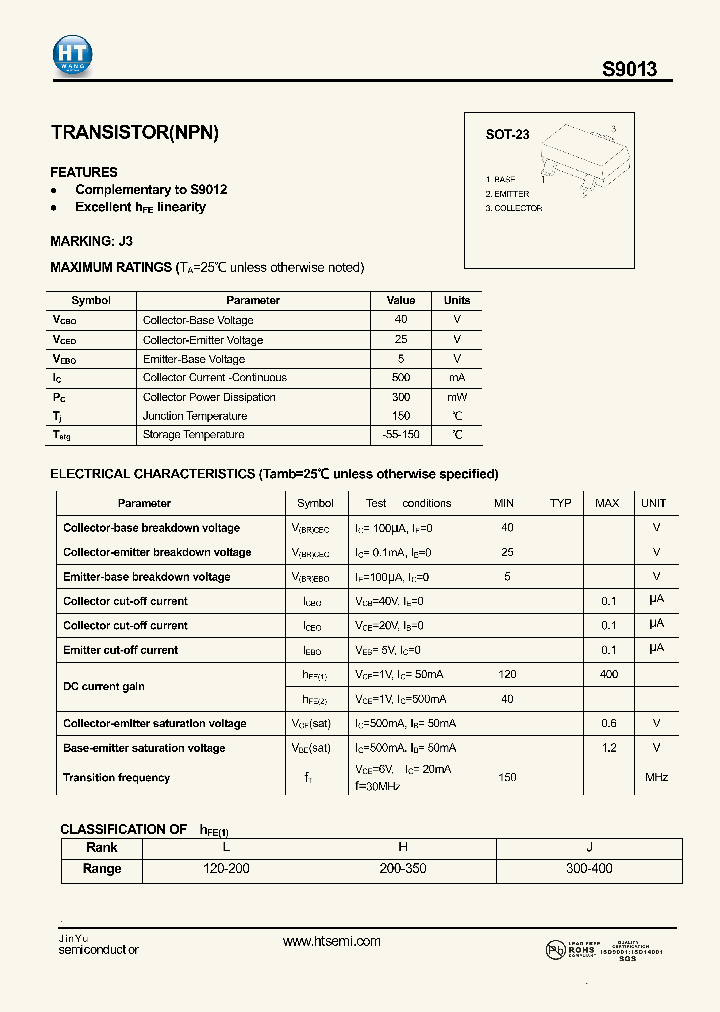S9013_4695312.PDF Datasheet Download --- IC-ON-LINE
