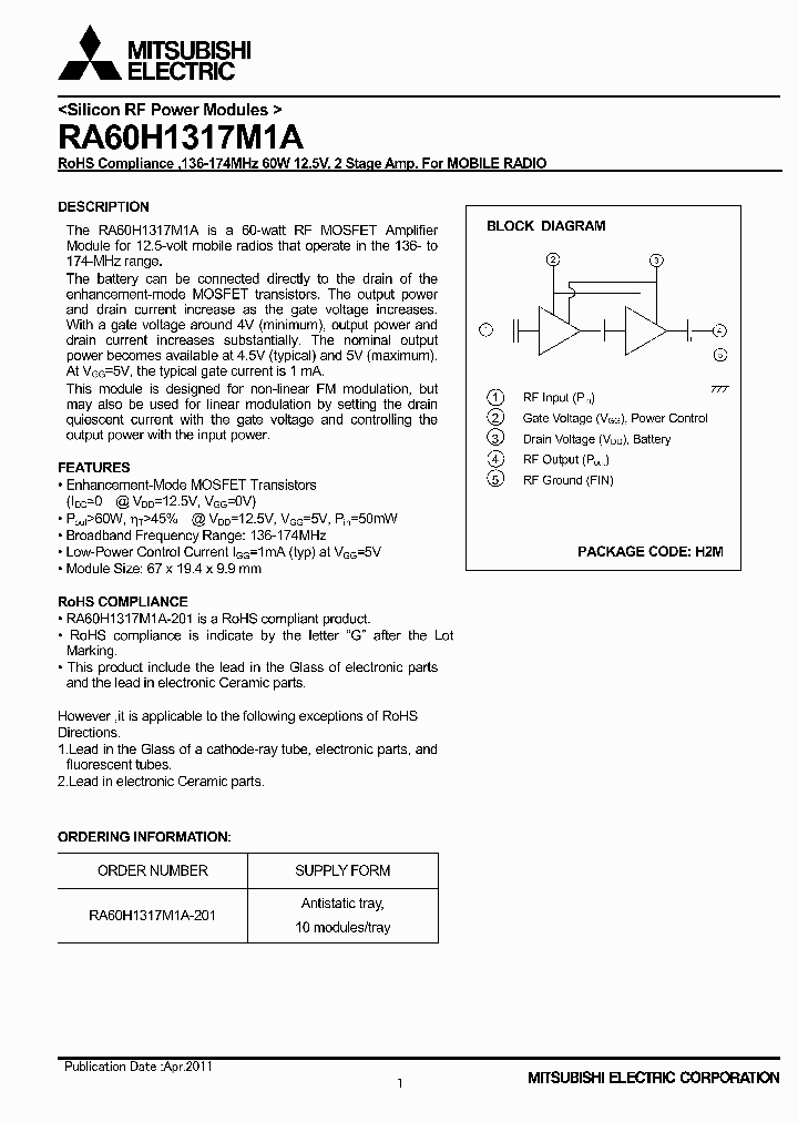 RA60H1317M1A-201_4707265.PDF Datasheet Download --- IC-ON-LINE