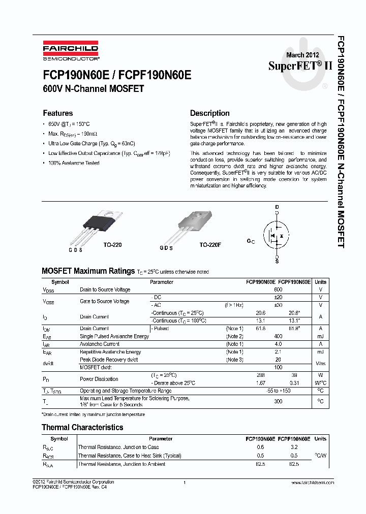 FCPF190N60E_4711220.PDF Datasheet