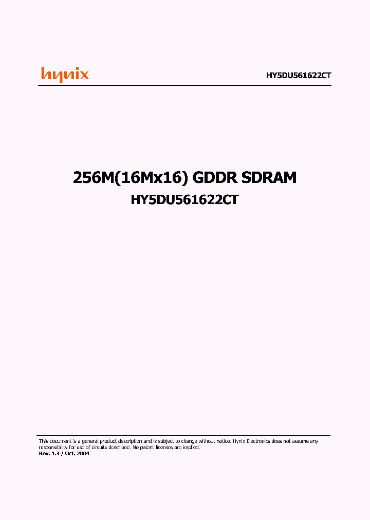 HY5DU561622CT_4713383.PDF Datasheet Download --- IC-ON-LINE