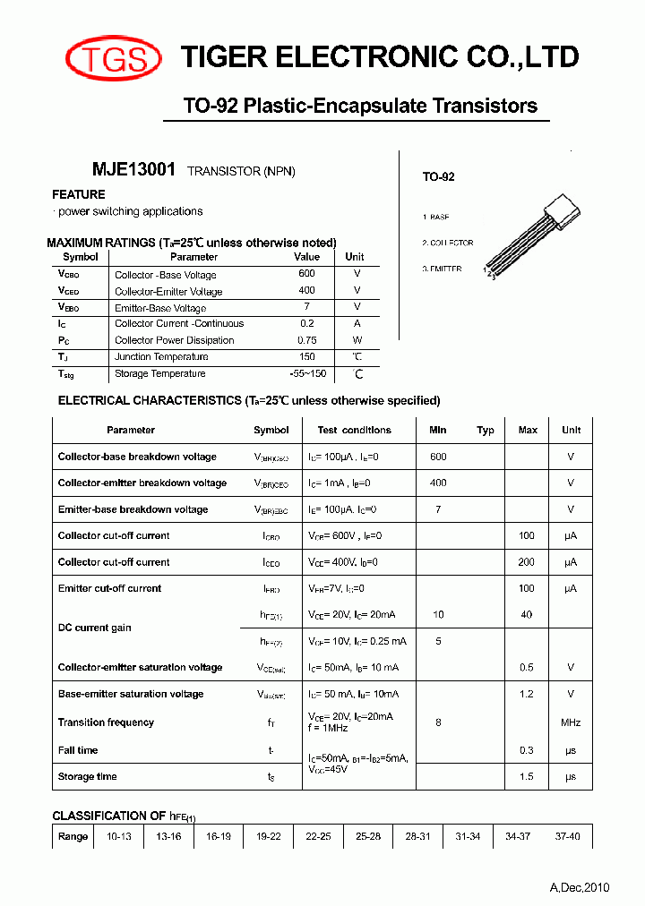 MJE13001_4721321.PDF Datasheet