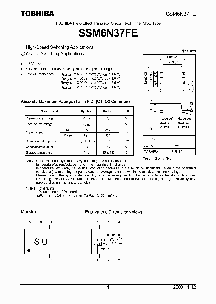 SSM6N37FE_4773730.PDF Datasheet