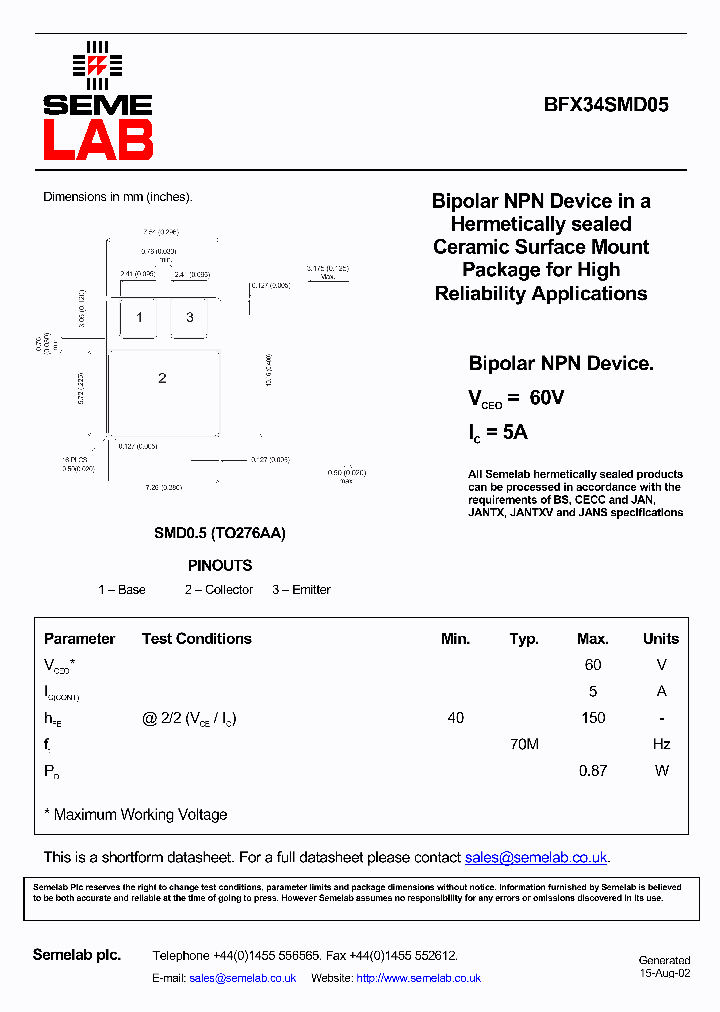 BFX34SMD05_4778571.PDF Datasheet