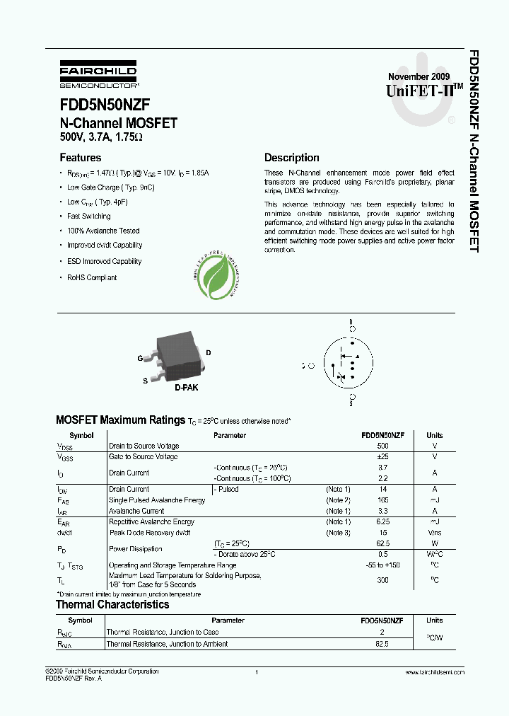 FDD5N50NZFTM_4782769.PDF Datasheet