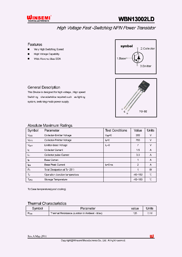 WBN13002LD_4784804.PDF Datasheet