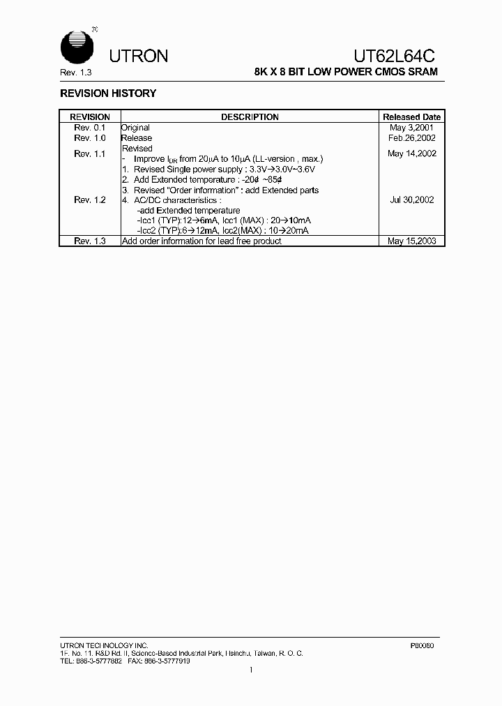 UT62L64CE_4813221.PDF Datasheet