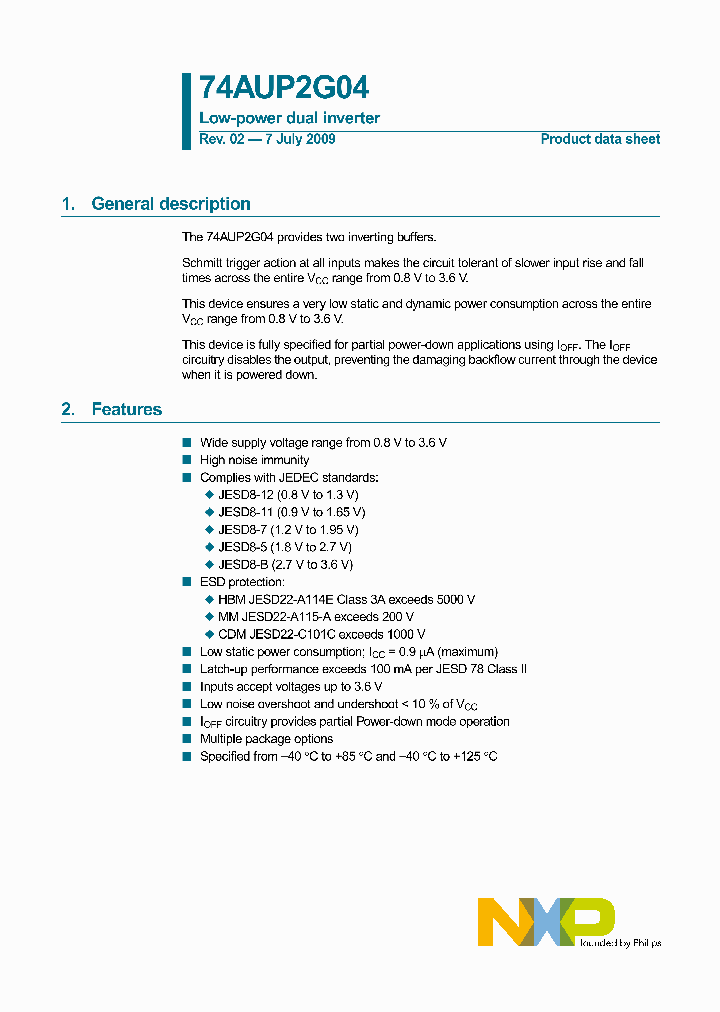 74AUP2G04GM115_4819602.PDF Datasheet