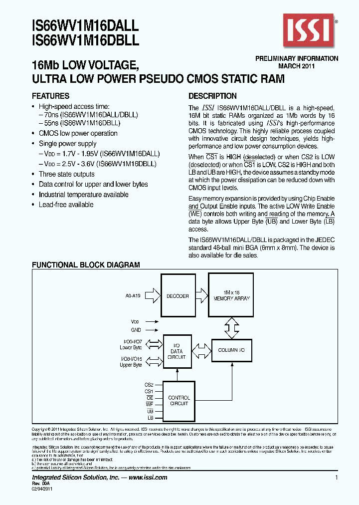 IS66WV1M16DALL_4836582.PDF Datasheet