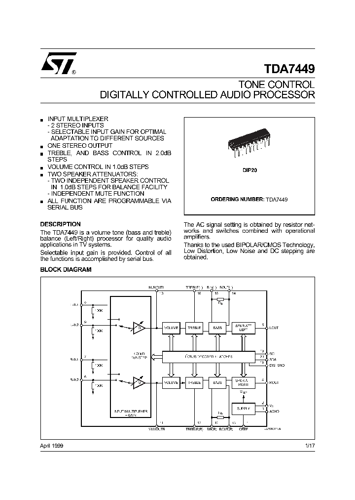 TDA7449_4838174.PDF Datasheet Download --- IC-ON-LINE