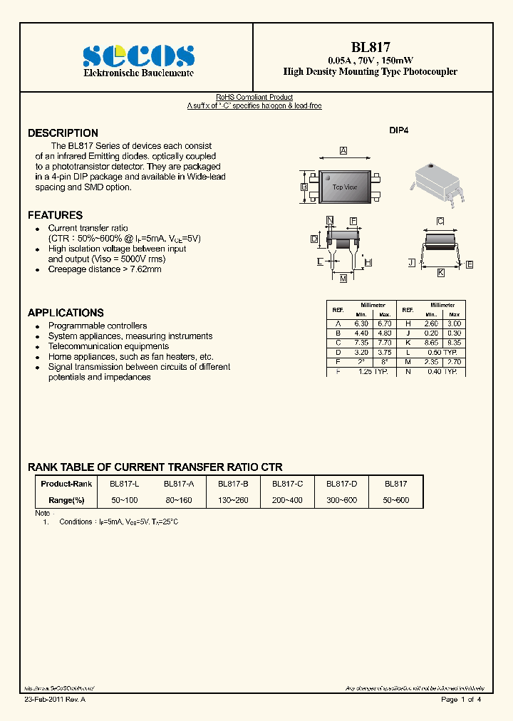 BL817_4874421.PDF Datasheet Download --- IC-ON-LINE