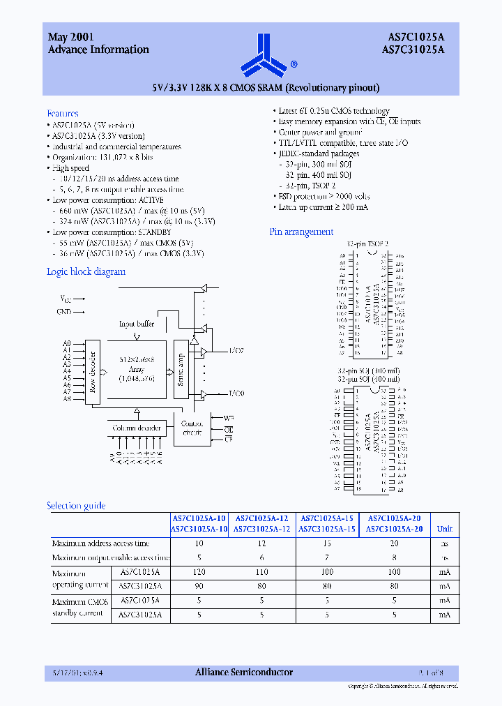AS7C31025A-10TI_4922085.PDF Datasheet
