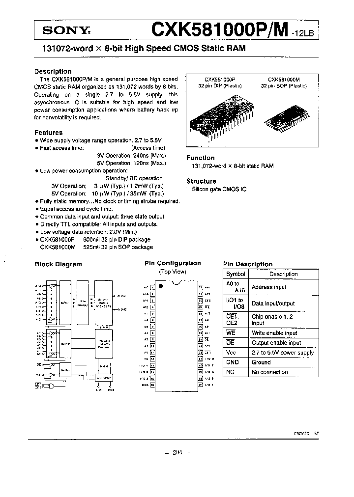 CXK581000M-12LB_4919265.PDF Datasheet