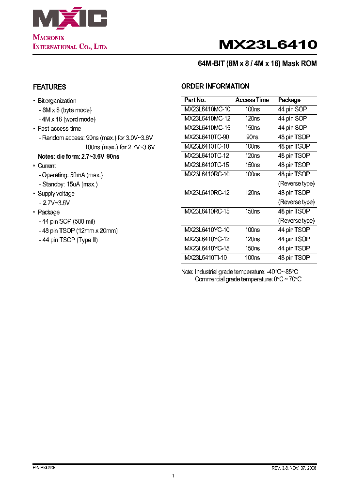 MX23L6410YC-10_4948693.PDF Datasheet