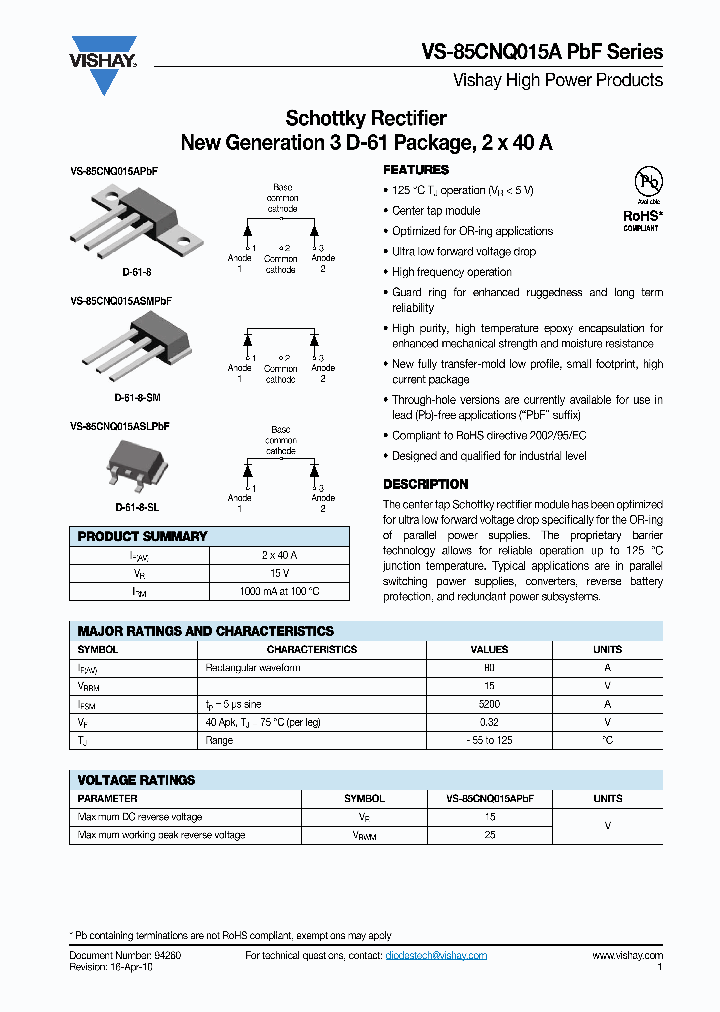 85CNQ015ASLPBF_4997123.PDF Datasheet