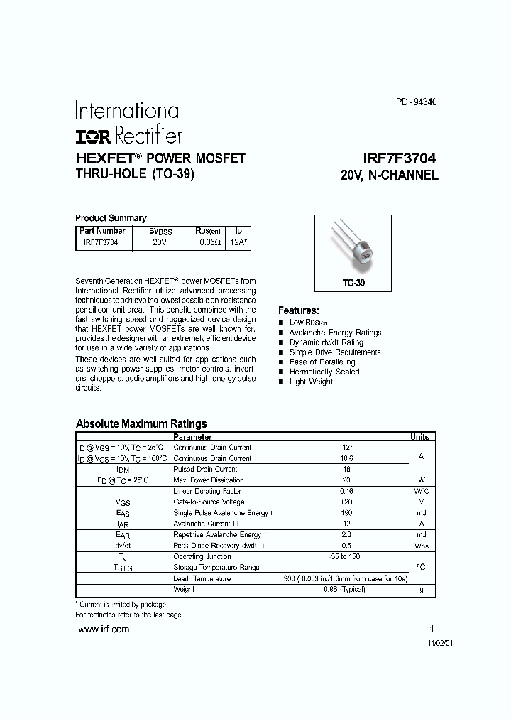 IRF7F3704_5001232.PDF Datasheet