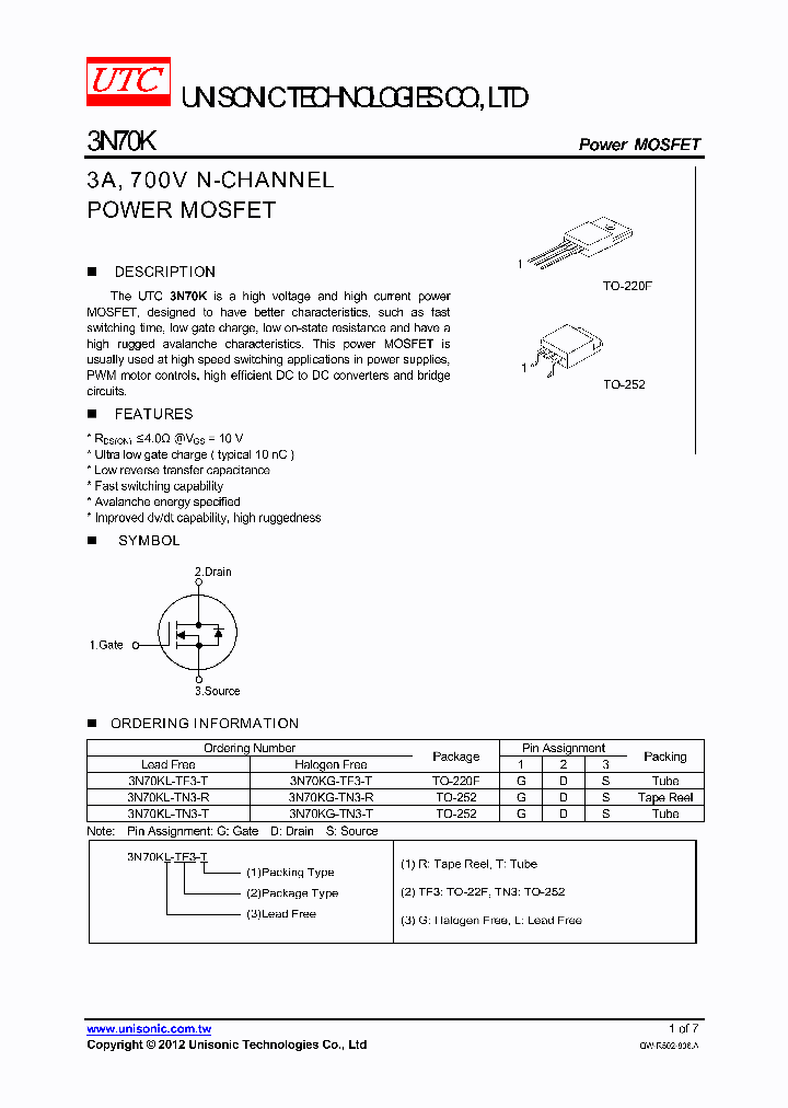 3N70KL-TF3-T_5023558.PDF Datasheet