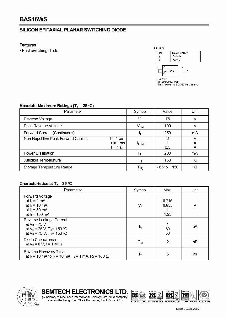 BAS16WS_5035836.PDF Datasheet