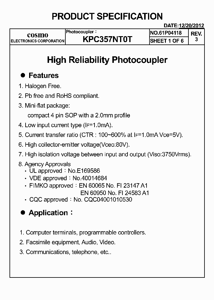 KPC357NT0T_5088044.PDF Datasheet Download --- IC-ON-LINE