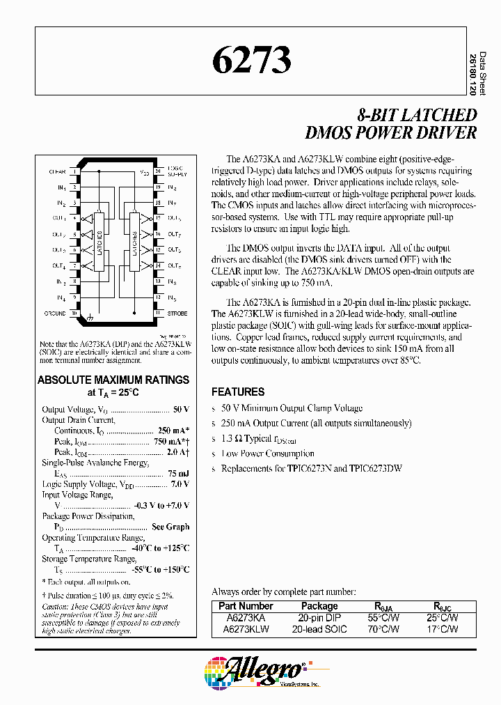 A6273_5103220.PDF Datasheet Download --- IC-ON-LINE