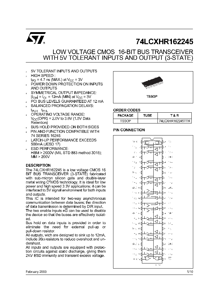 74LCXHR162245TTR_5136507.PDF Datasheet